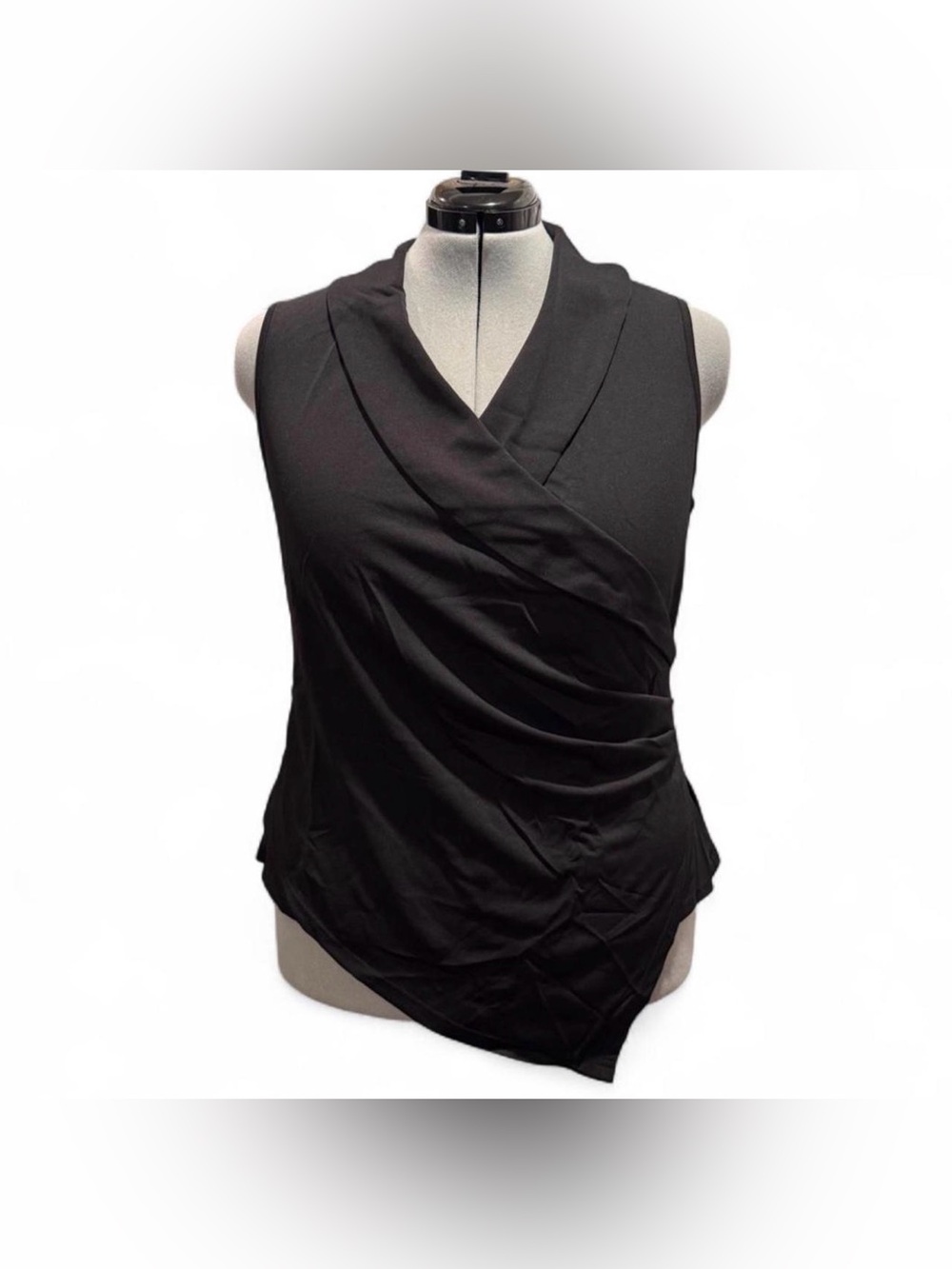 Grace Karin Black Sleeveless Faux-Wrap Draped Camisole